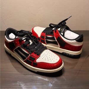 AMIRI Red and Black Leather Sneakers